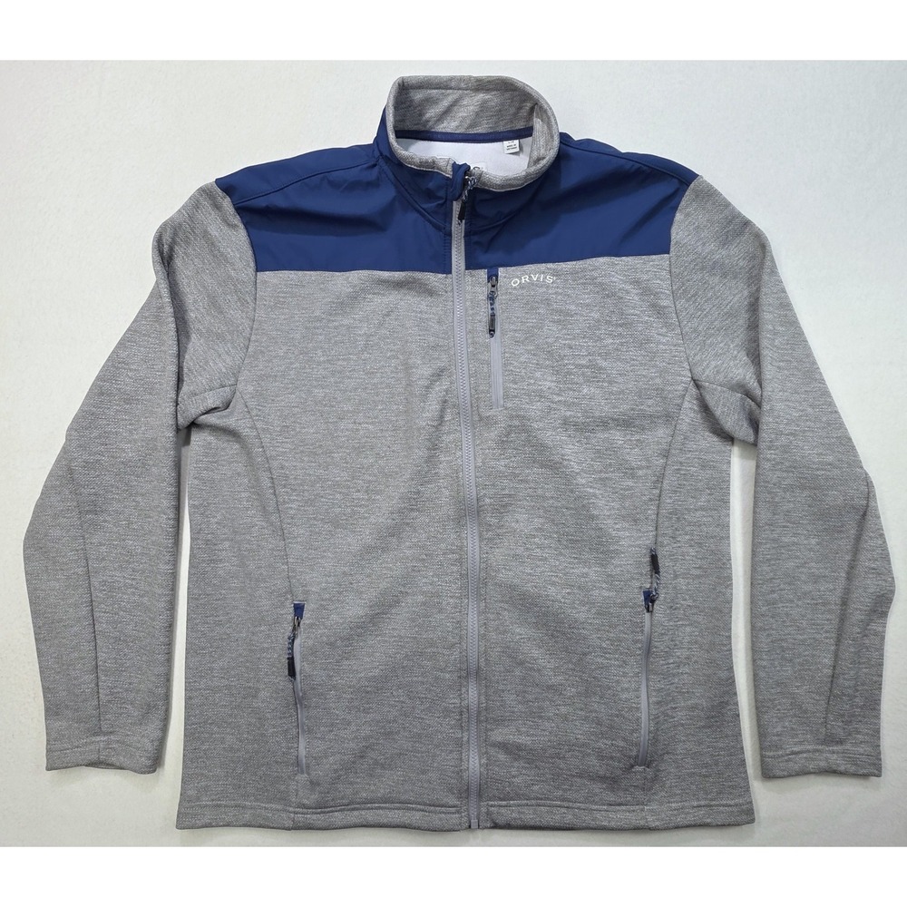 ORVIS Jacket Men's‎ L Blue Bonded Full Zip Nylon Panels Windbreaker LIMITED USE